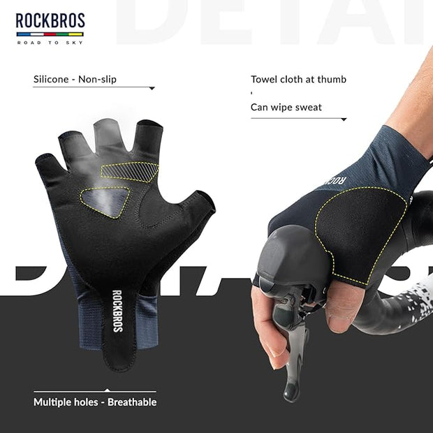 GUANTES ROCKBROS ROAD TO SKY MEDIO DEDO - AZUL VARIAS TALLAS