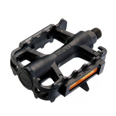 PEDALES WELLGO MTB 9/16 NEGRO EJE DE BORO CON REFLECTOR LU-207