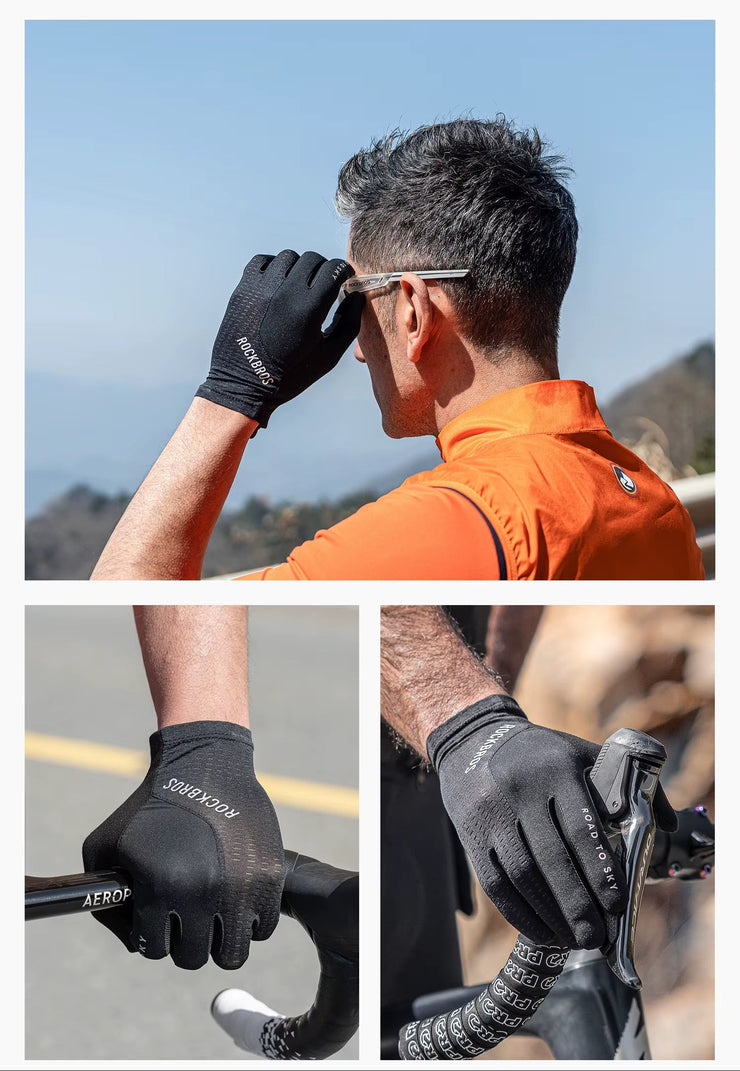 GUANTES ROCKBROS ROAD TO SKY LARGOS NEGROS - VARIAS TALLAS