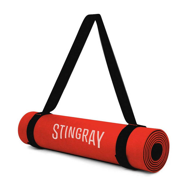 Tapete Yoga STINGRAY FITNESS 10mm 180x60cm con Correa Rojo SFTAP-10MM-CB-R